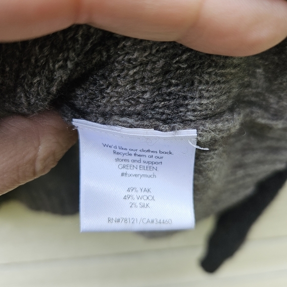 Eileen Fisher black gray ombre sweater yak wool silk blend PL LP petite large - Picture 4 of 5